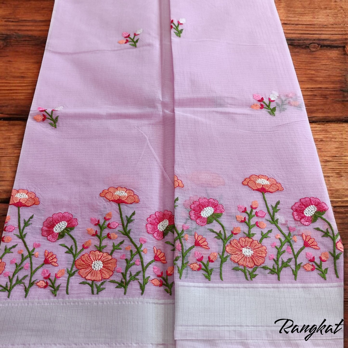वृंदावनी छाया - Kota Doria Embroidery Saree - Saree | Tags: Kota Doria Embroidery