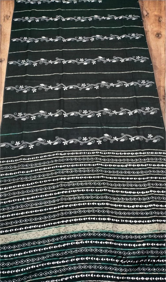 Handmade Kantha Stitch Khesh Cotton Saree