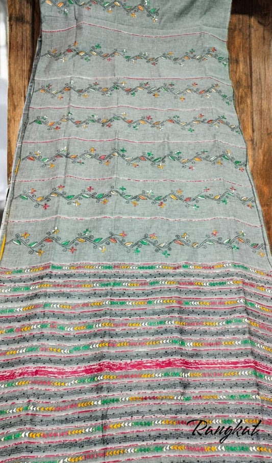Handmade Kantha Stitch Khesh Cotton Saree