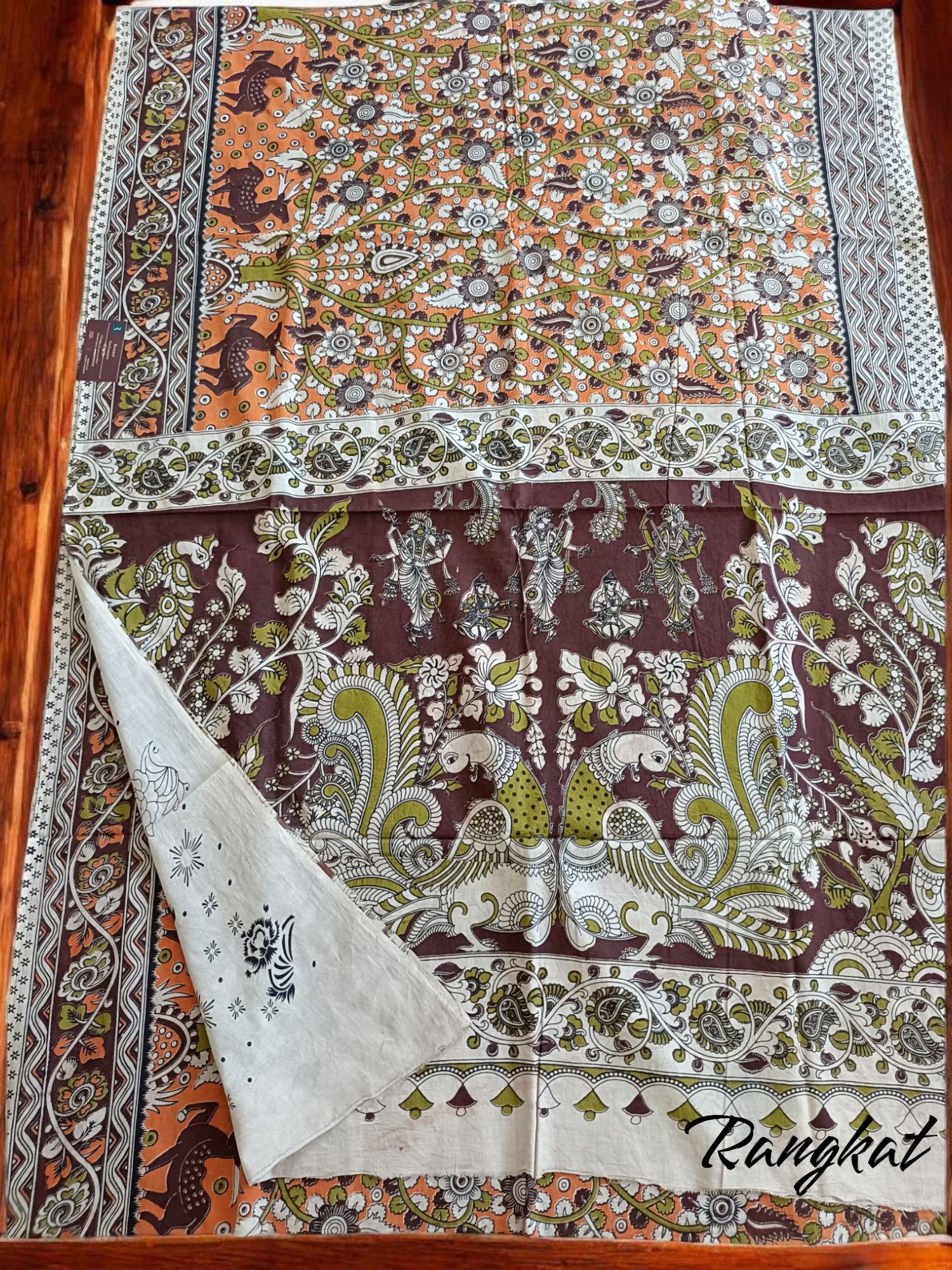 हरितकांता - Handmade Kalamkari Mul Cotton Sarees - Saree | Tags: Kalamkari Mul Cotton