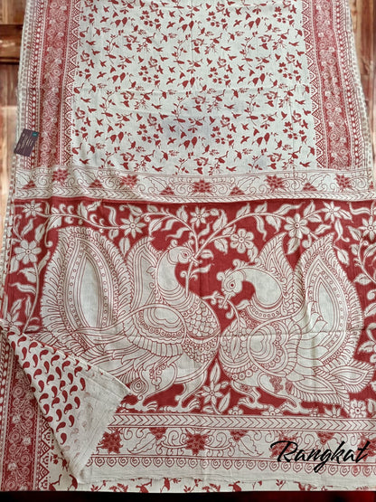 मेघरागनर्तक - Handmade Kalamkari Mul Cotton Sarees - Saree | Tags: Kalamkari Mul Cotton