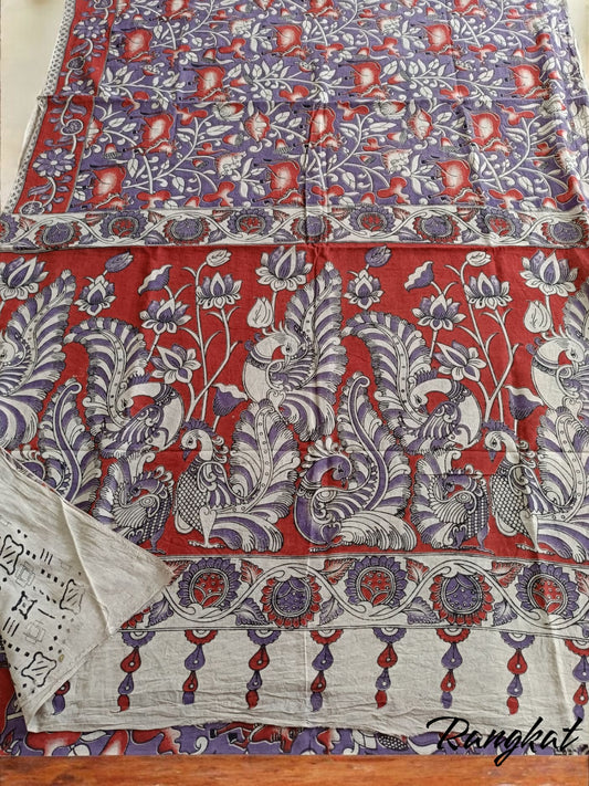 राजहंसगौरव - Handmade Kalamkari Mul Cotton Sarees - Saree | Tags: Kalamkari Mul Cotton