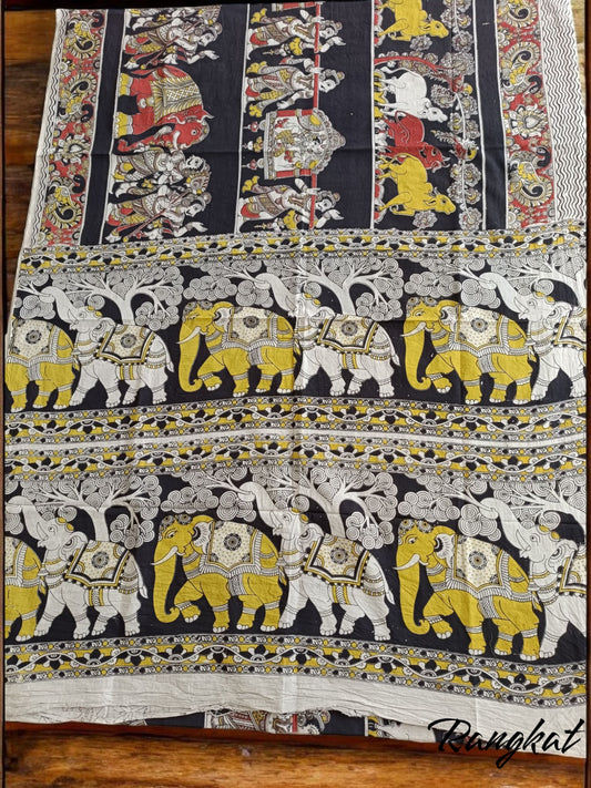 रासपरिणय - Handmade Kalamkari Mul Cotton Sarees - Saree | Tags: Kalamkari Mul Cotton