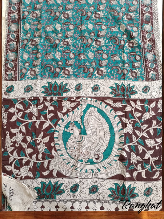 प्रियंबद नृत्यरत - Handmade Kalamkari Mul Cotton Sarees - Saree | Tags: Kalamkari Mul Cotton