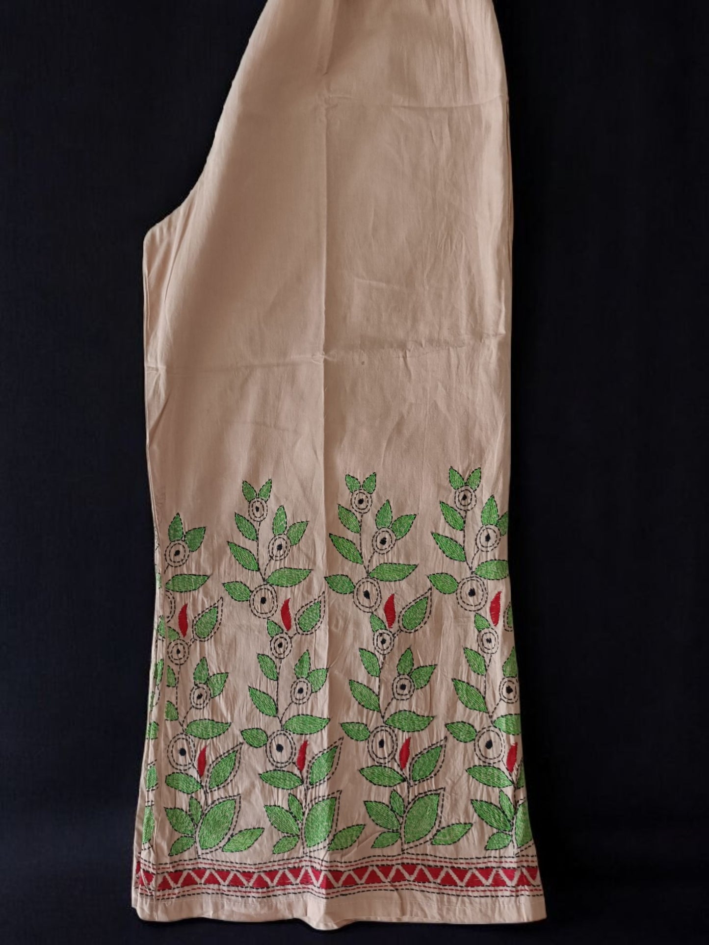 Pure Cotton Trendy Plazzos with Kantha Stitch