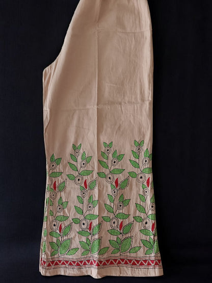 Pure Cotton Trendy Plazzos with Kantha Stitch