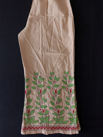 Pure Cotton Trendy Plazzos with Kantha Stitch