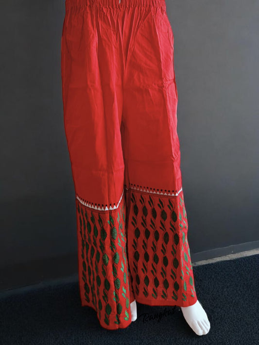Pure Cotton Trendy Plazzos with Kantha Stitch