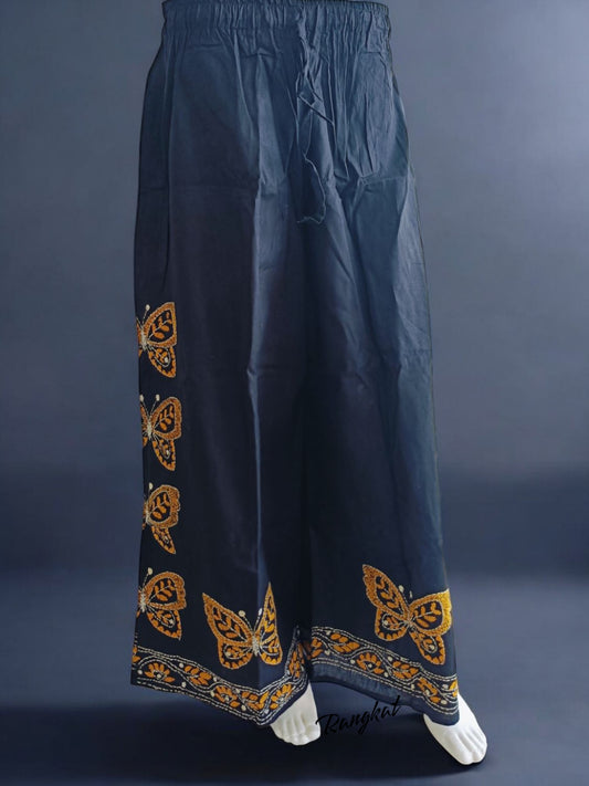 Pure Cotton Trendy Plazzos with Kantha Stitch