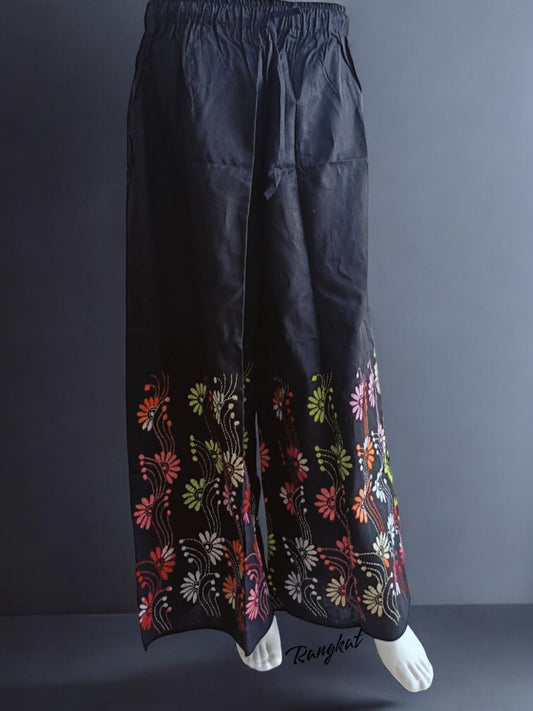 Pure Cotton Trendy Plazzos with Kantha Stitch