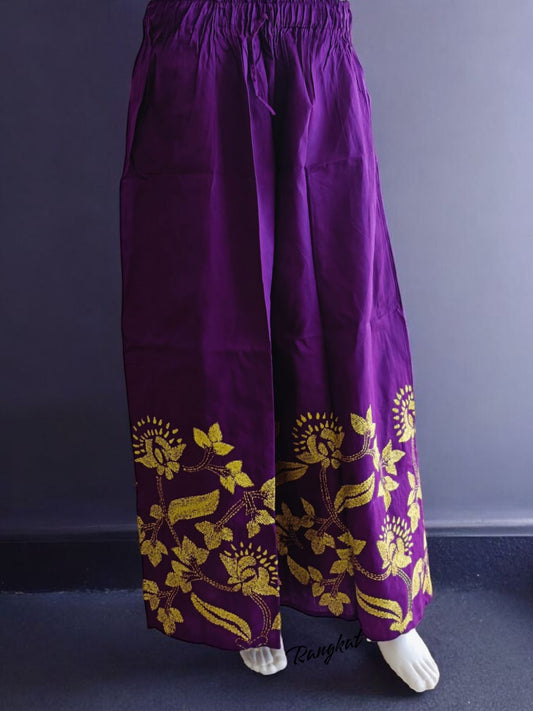 Pure Cotton Trendy Plazzos with Kantha Stitch