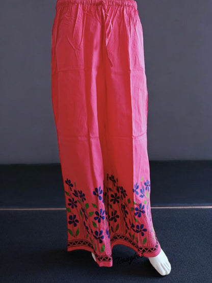 Pure Cotton Trendy Plazzos with Kantha Stitch