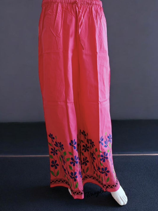 Pure Cotton Trendy Plazzos with Kantha Stitch