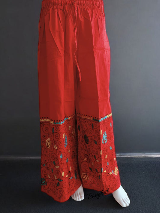 Pure Cotton Trendy Plazzos with Kantha Stitch