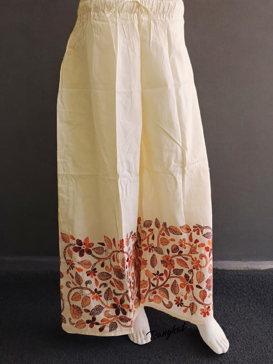Pure Cotton Trendy Plazzos with Kantha Stitch