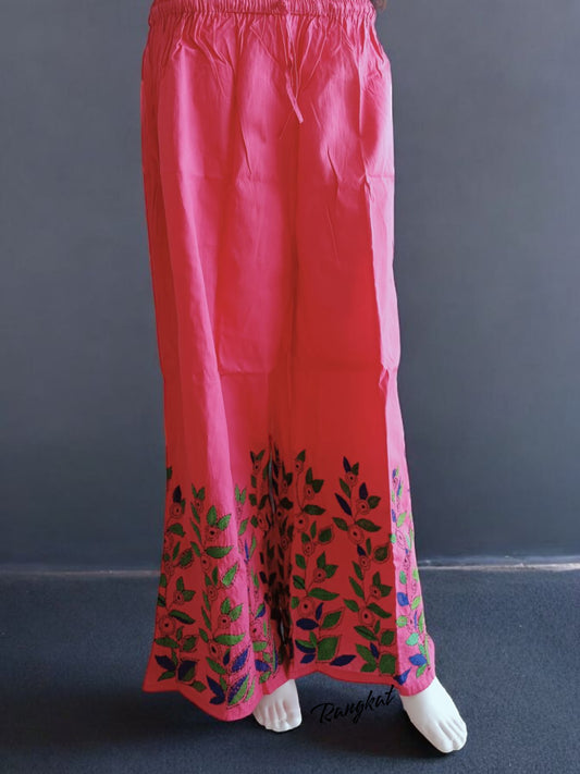 Pure Cotton Trendy Plazzos with Kantha Stitch