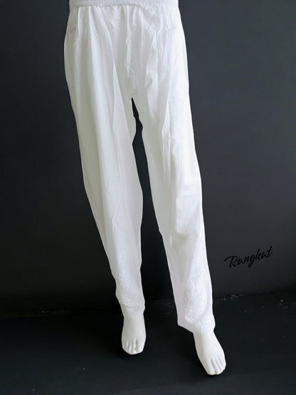 दीप्तांगना - Dyeable Chikankari Cotton Pants - Pants | Tags: Chikankari Cotton Bottom