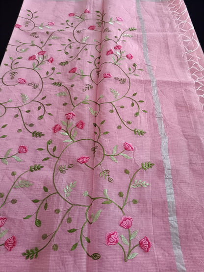 Kota Doria Embroidery Saree