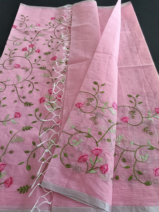 पुष्पवाटिका - Kota Doria Embroidery Saree - Saree | Tags: Kota Doria Embroidery