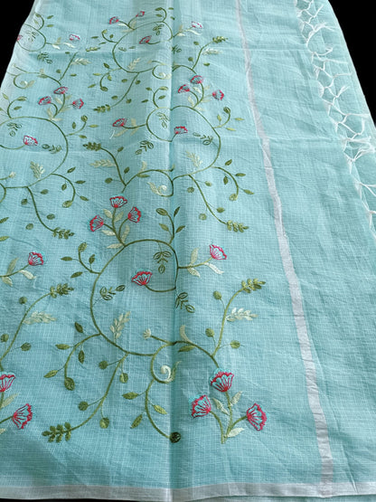 Kota Doria Embroidery Saree