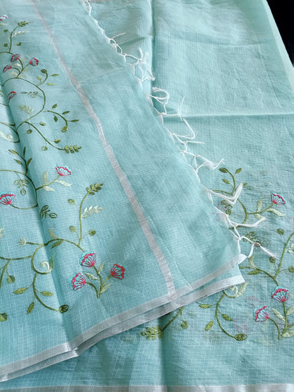 Kota Doria Embroidery Saree