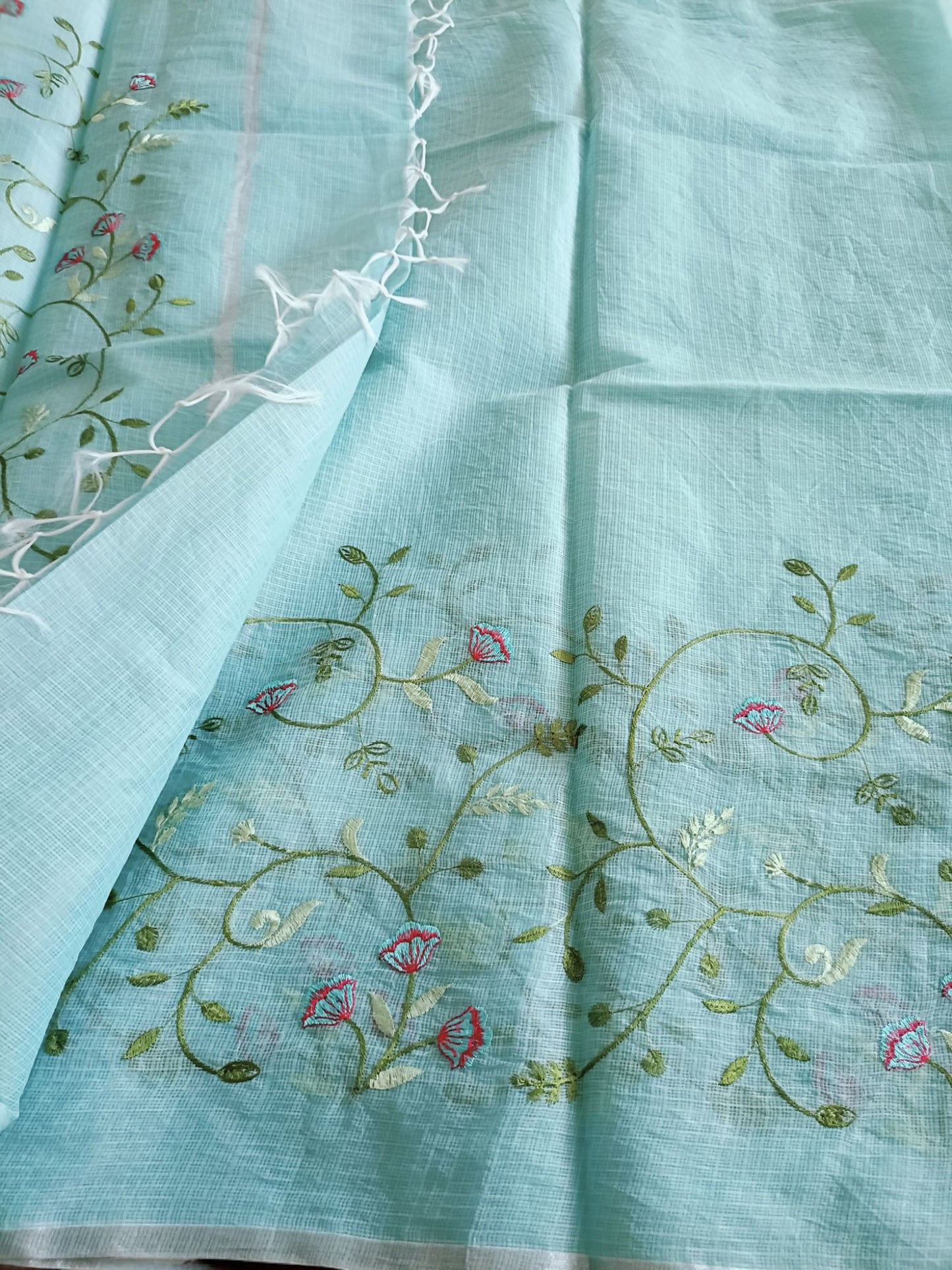 Kota Doria Embroidery Saree