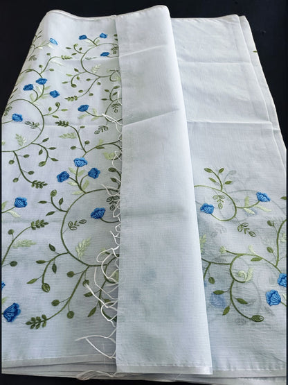 Kota Doria Embroidery Saree