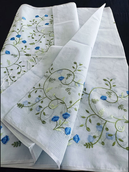 Kota Doria Embroidery Saree