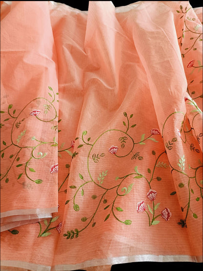 Kota Doria Embroidery Saree