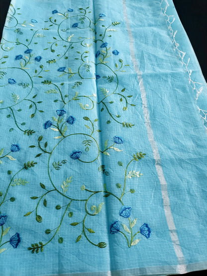 Kota Doria Embroidery Saree