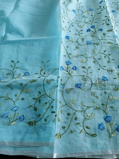 Kota Doria Embroidery Saree