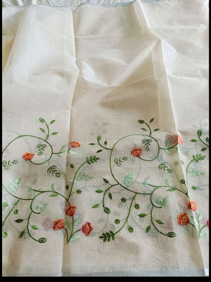Kota Doria Embroidery Saree
