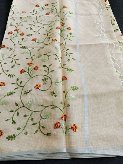 Kota Doria Embroidery Saree