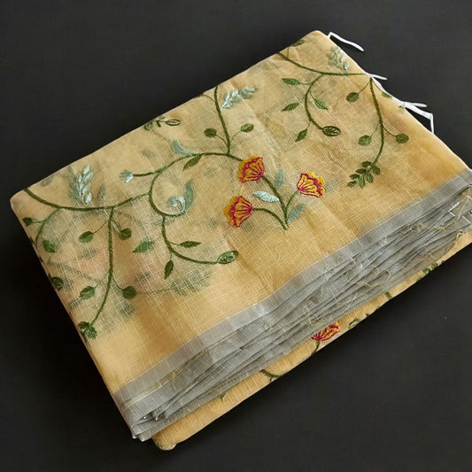 Kota Doria Embroidery Saree