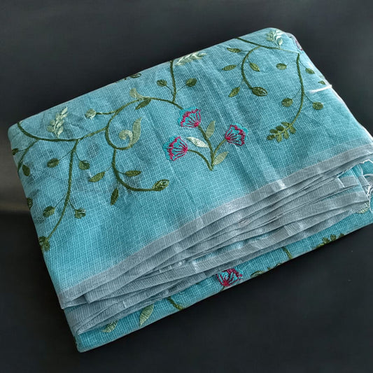 Kota Doria Embroidery Saree