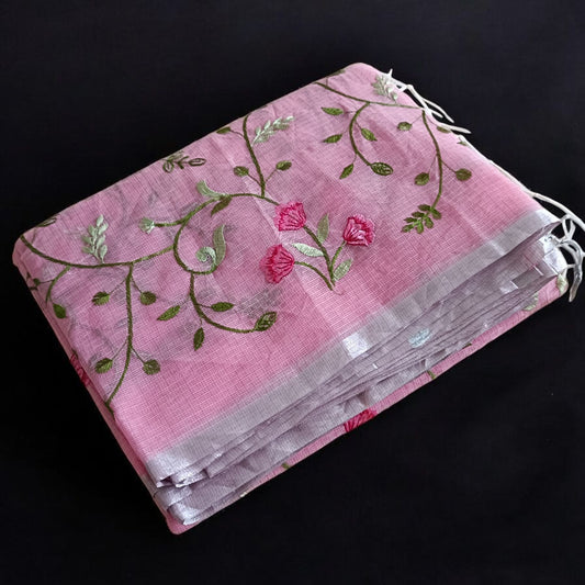 Kota Doria Embroidery Saree