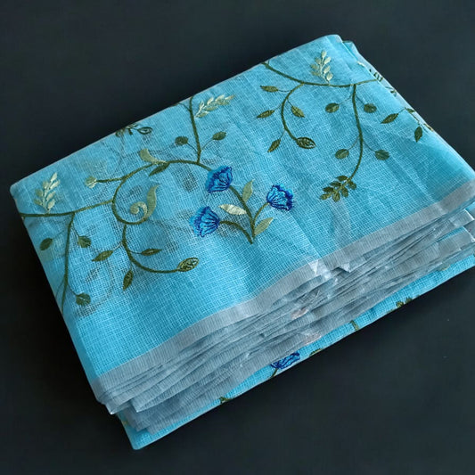 Kota Doria Embroidery Saree