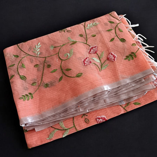 Kota Doria Embroidery Saree