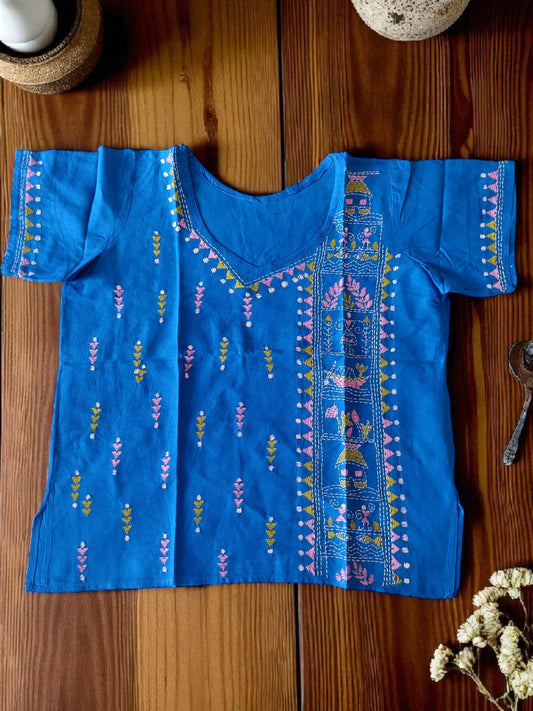 नीलिमा | 42" Size - Pure Cotton Kantha Stitch Women's Top