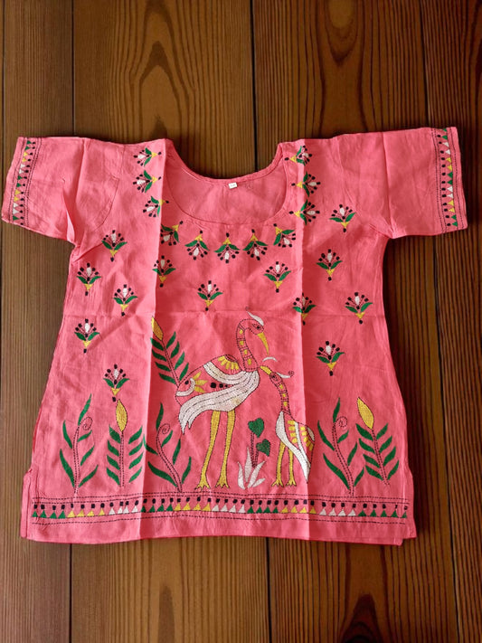 मधुलिका | 42" Size - Pure Cotton Kantha Stitch Women's Top