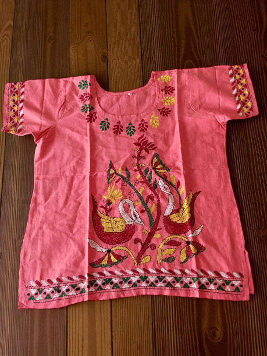 रजनीका | 46" Size - Pure Cotton Kantha Stitch Women's Top