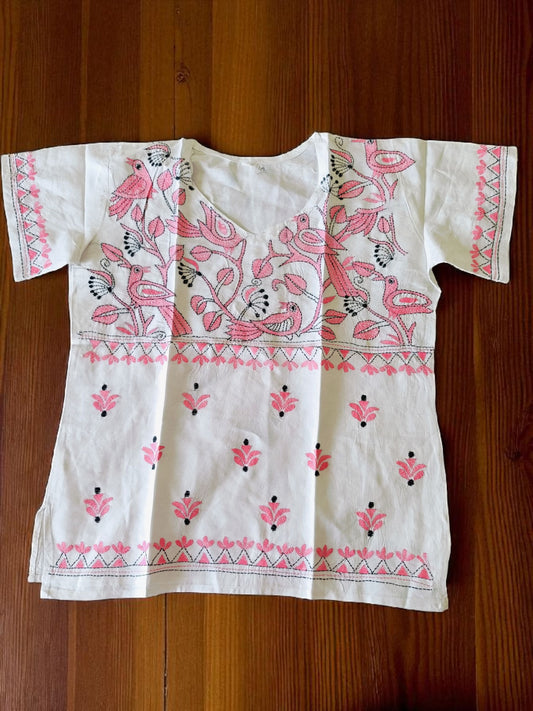 गौरांगी | 42" Size - Pure Cotton Kantha Stitch Women's Top