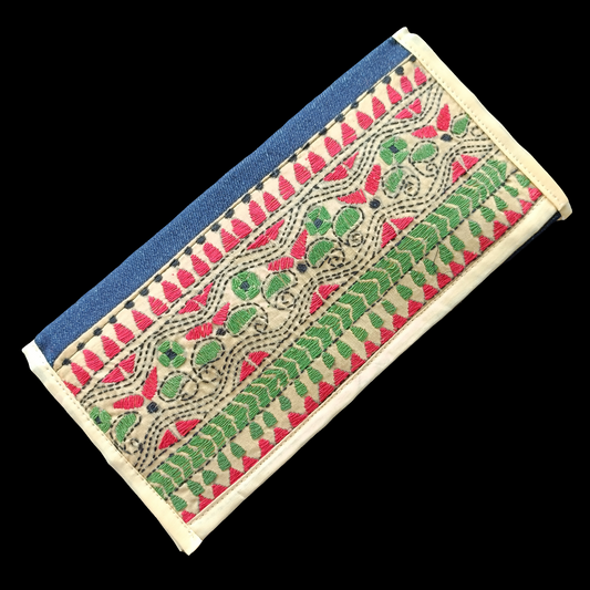 दिव्या - Pure Denim Kantha Stitch Wallet