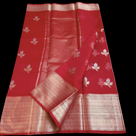 राजनन्दिनी - Gorgeous Kota Doria Saree with Heavy Zari Work