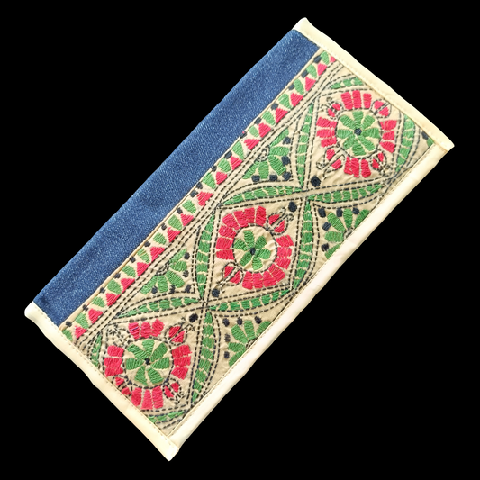 मणिमंजरी - Pure Denim Kantha Stitch Wallet