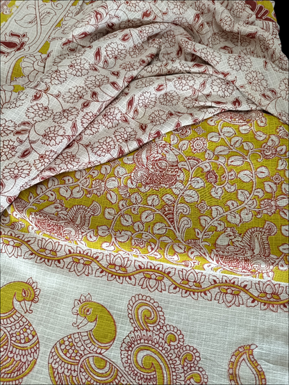चित्रांगी - Pure Kota Handloom Cotton Handcrafted Kalamkari Saree