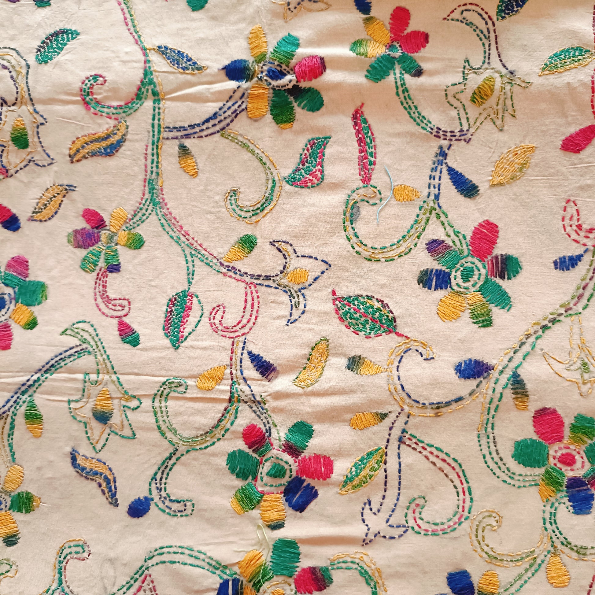 Kantha Stitch Cotton Blouse Fabric - Fabric | Tags: Kantha Cotton Textile