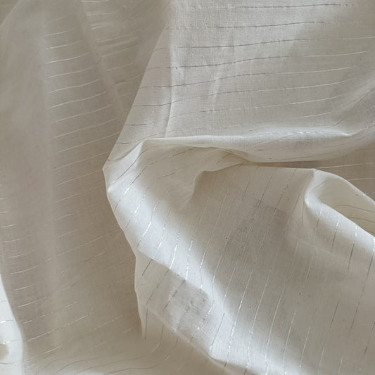 संध्या - Premium Cotton Off White Striped Fabric - Fabric | Tags: Cotton Print