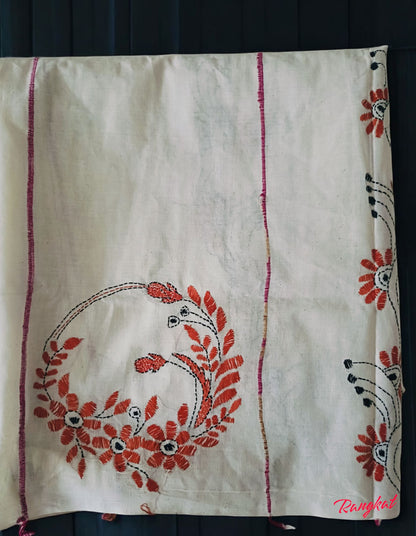 Handmade Kantha Stitch Khesh Cotton Saree