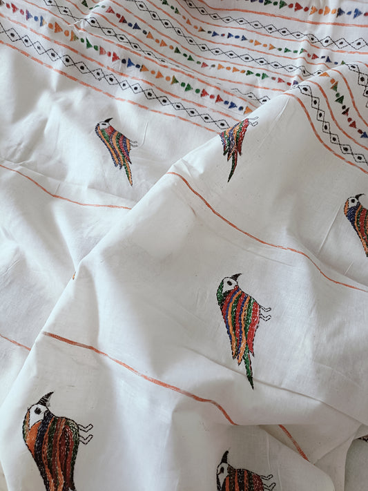 Handmade Kantha Stitch Khesh Cotton Saree